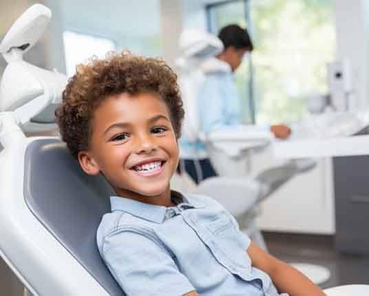 A young boy showing off his natural-looking smile